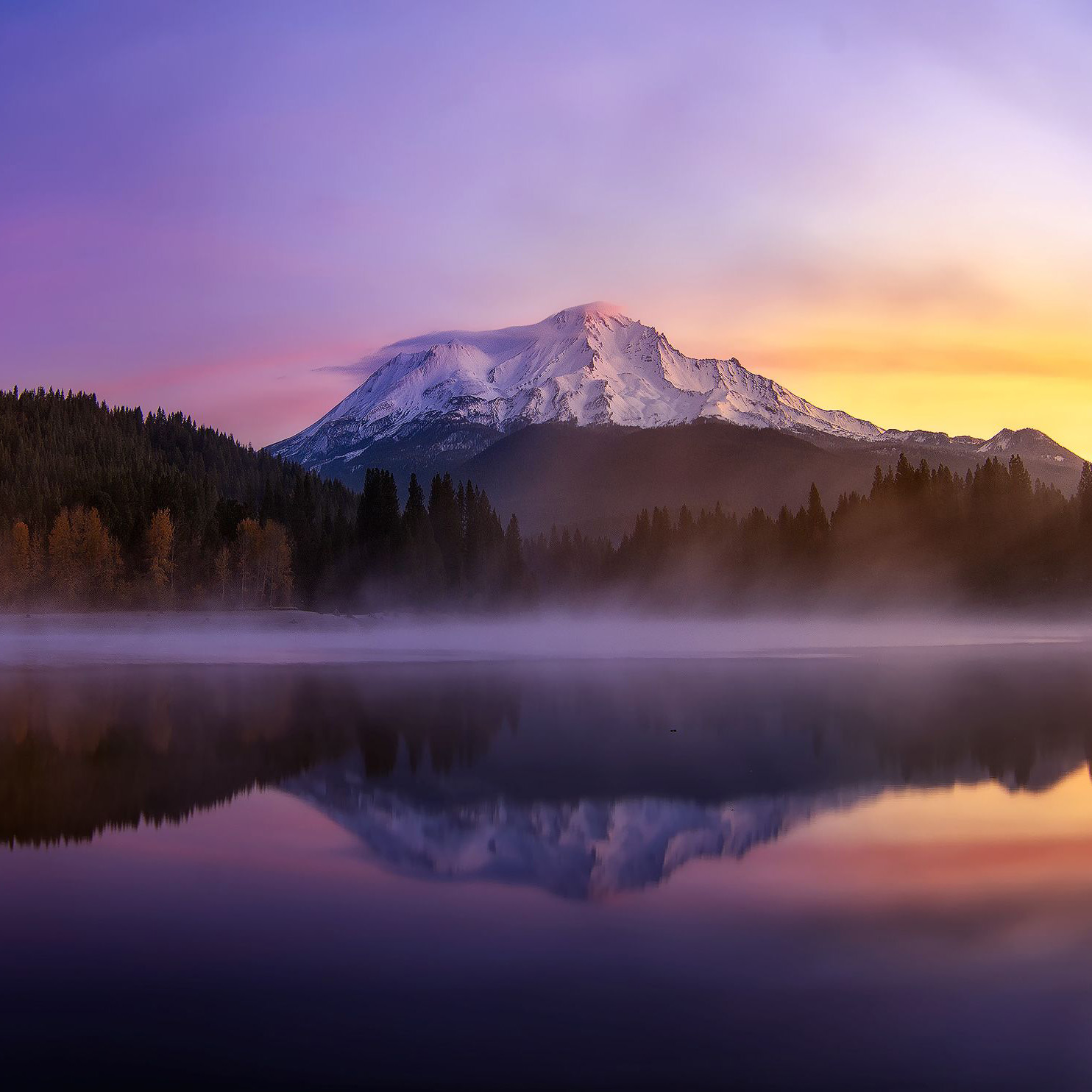 mount-shasta-square Mount Shasta reflected in water